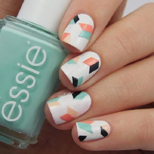 Multi color Geometric Nail Art