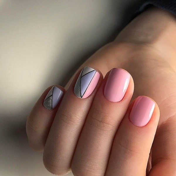 Pastel Colors Geometric Nail Art Design