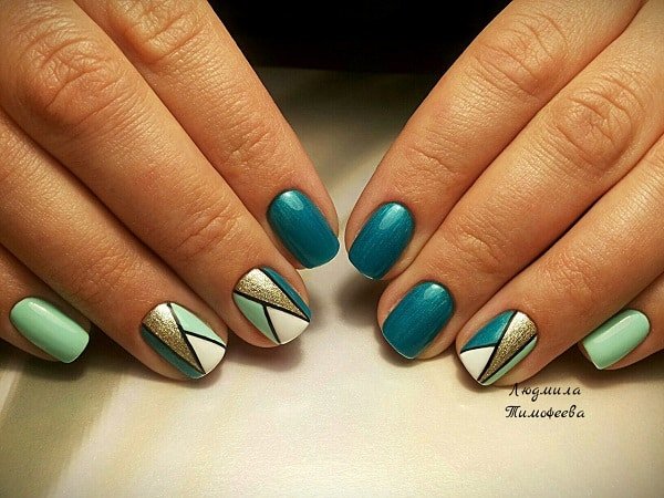 Glittered Geometric Nail Art